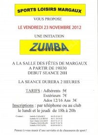 Le club sports loisirs Margaux vous propose une initiation ZUMBA