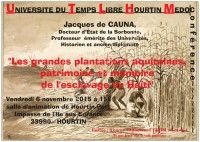 Conférence : Les grandes plantations aquitaines,  patrimoine et mémoire de l'esclavage en Haïti