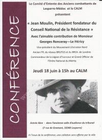 Conférence Jean Moulin, président fondateur du Conseil National de la Résistance