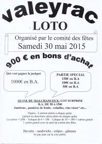 Loto organisé par le comité des fêtes de valeyrac