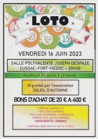 LOTO ASSOCIATION SOLEIL D'AUTOMNE