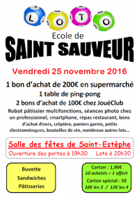 Loto de l'école de Saint-Sauveur