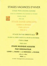 Stage de vacances d'hiver