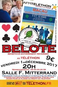 Belote au profit du Téléthon 2017