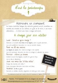 Ateliers ludiques vacances de printemps