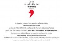 Rencontre sur le thème : 1936 - 80ème Anniversaire du Front Populaire