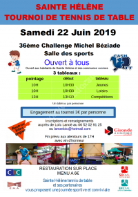 Tournoi de Tennis de Table 2019