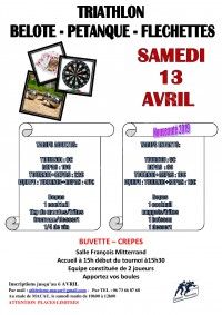 Tournoi belote - pétanque - fléchettes