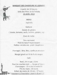 Banquet des Chasseurs de Lesparre
