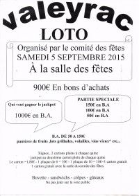 Loto du comité des fêtes de Valeyrac