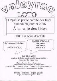Loto du comité des fêtes de Valeyrac