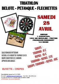 Tournoi belote - pétanque - fléchettes