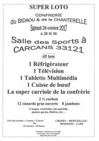 Loto de la confrérie de la chanterelle et du bidaou