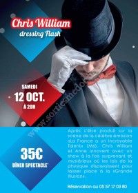 Dîner / spectacle de magie avec Chris William et les dressing flash