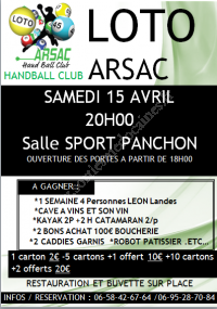 SUPER LOTO DU HAND BALL CLUB ARSAC