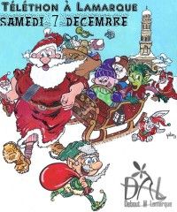 Course de pères noël et de traîneaux et marche du coeur