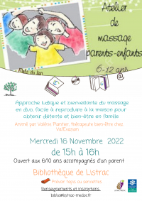 Atelier parents-enfants Massage bien-être en duo pour les 6/10 ans