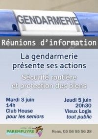 Réunions d'Information par la Gendarmerie Nationale