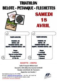 Triathlon belote pétanque fléchettes