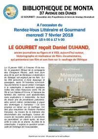 RENDEZ VOUS LITTERAIRE ET GOURMAND AVEC DANIEL DUHAND