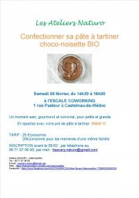 Atelier Naturo : confectionner sa pâte à tartiner bio