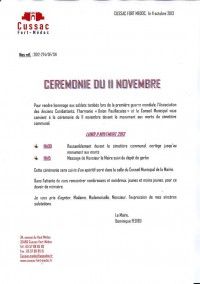 Cérémonie du 11 Novembre