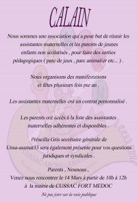 Réunion publique de l'association CALAIN