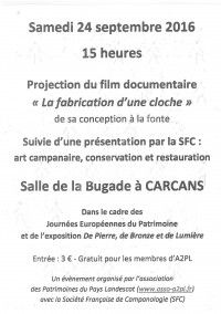 Projection du film documentaire La fabrication d'une cloche