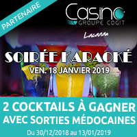 Casino de Lacanau : Gagne tes cocktails pour la soirée karaoké du 18 janvier 2019